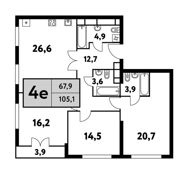105,1 м², 4-комнатная квартира 35 543 908 ₽ - изображение 1