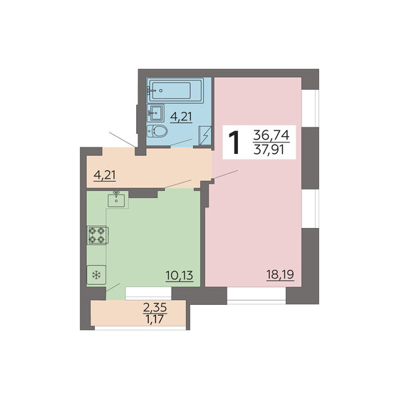 37,9 м², 1-комнатная квартира 4 056 370 ₽ - изображение 8