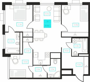 88,6 м², 3-комнатная квартира 13 600 000 ₽ - изображение 96