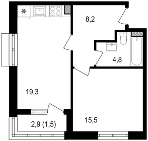 Квартира 49,5 м², 1-комнатная - изображение 1