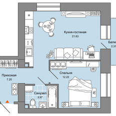 Квартира 46 м², 2-комнатная - изображение 2