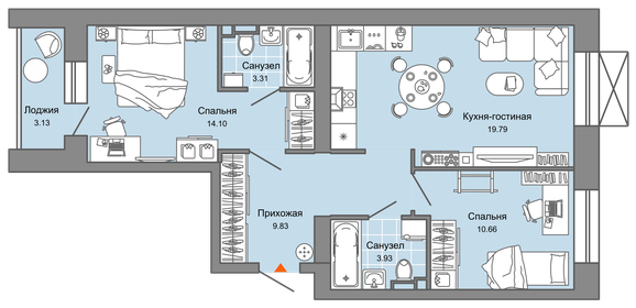 62 м², 3-комнатная квартира 5 100 000 ₽ - изображение 66