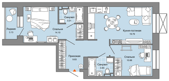 Квартира 63 м², 3-комнатная - изображение 1