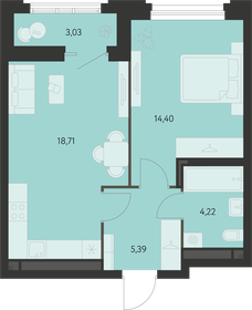 Квартира 44,2 м², 1-комнатная - изображение 1