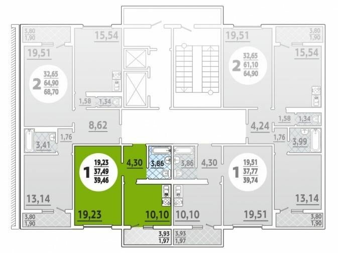 39 м², 1-комнатная квартира 4 300 000 ₽ - изображение 1