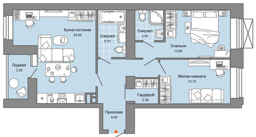 72 м², 3-комнатная квартира 10 302 940 ₽ - изображение 25