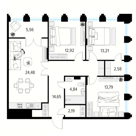 91,4 м², 3-комнатная квартира 14 813 280 ₽ - изображение 1