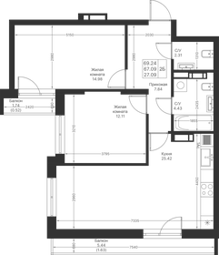 53,2 м², 2-комнатная квартира 11 750 000 ₽ - изображение 37