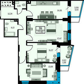77,1 м², 3-комнатная квартира 9 863 680 ₽ - изображение 19