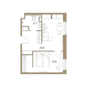 Квартира 40,7 м², 2-комнатные - изображение 1