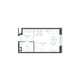 Квартира 29,2 м², студия - изображение 1