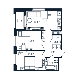 53,5 м², 2-комнатная квартира 6 897 888 ₽ - изображение 96