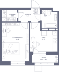 Квартира 38,3 м², 1-комнатная - изображение 1