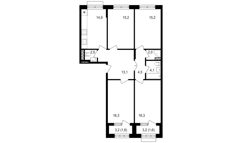 106,8 м², 4-комнатная квартира 34 816 800 ₽ - изображение 39