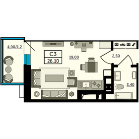 21,9 м², 1-комнатная квартира 1 650 000 ₽ - изображение 65