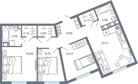 82,7 м², 3-комнатная квартира 9 166 140 ₽ - изображение 9