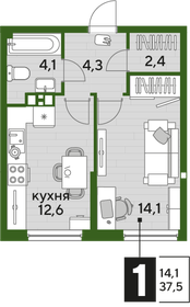 37,4 м², 1-комнатная квартира 7 446 341 ₽ - изображение 10