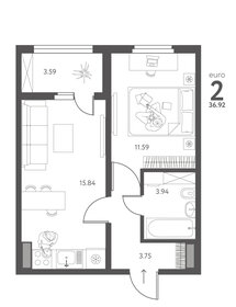 34,9 м², квартира-студия 4 850 000 ₽ - изображение 1