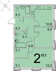 57 м², 2-комнатная квартира 6 400 000 ₽ - изображение 49