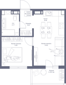 35,5 м², 1-комнатная квартира 6 700 050 ₽ - изображение 44