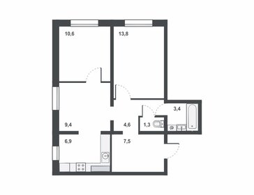 Квартира 57,5 м², 3-комнатная - изображение 2