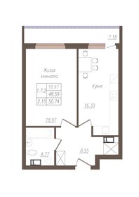 Квартира 51 м², 1-комнатная - изображение 1