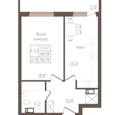 Квартира 50,7 м², 1-комнатная - изображение 2