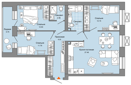 86 м², 4-комнатная квартира 8 351 700 ₽ - изображение 18