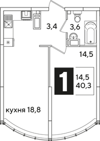 Квартира 40,3 м², 1-комнатная - изображение 2