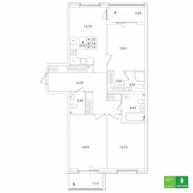 Квартира 91,1 м², 3-комнатная - изображение 1