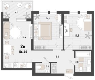 61,9 м², 2-комнатная квартира 15 000 000 ₽ - изображение 71