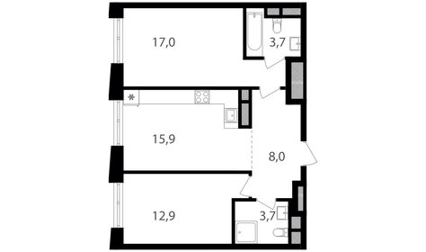 Квартира 61,2 м², 2-комнатная - изображение 1