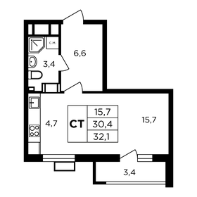 33,8 м², квартира-студия 4 362 390 ₽ - изображение 56