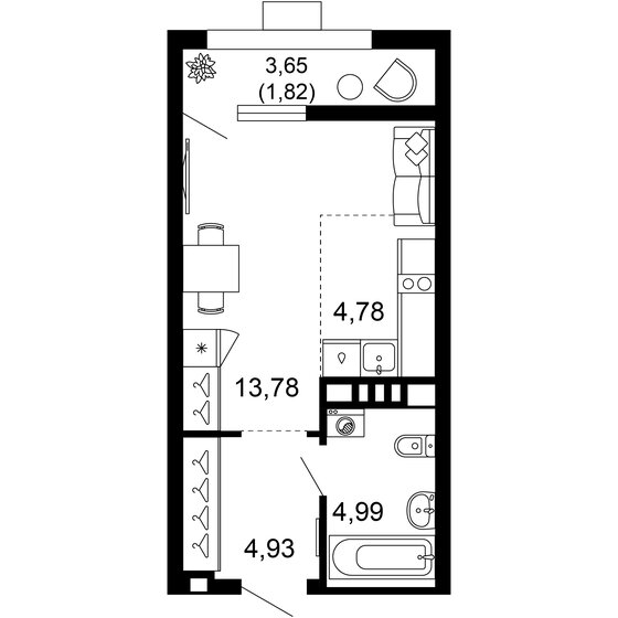 30,1 м², 1-комнатная квартира 6 955 191 ₽ - изображение 1
