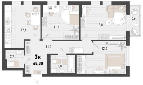 97 м², 3-комнатная квартира 13 000 000 ₽ - изображение 15