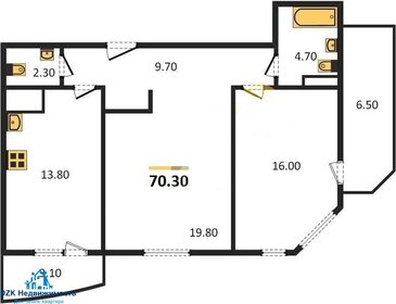 Квартира 70,3 м², 2-комнатная - изображение 1