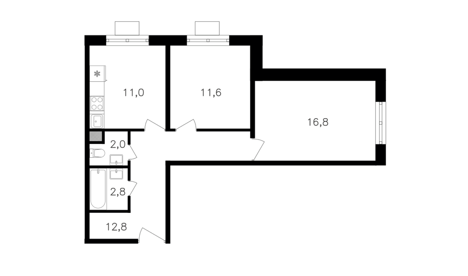 57 м², 2-комнатная квартира 19 608 000 ₽ - изображение 25