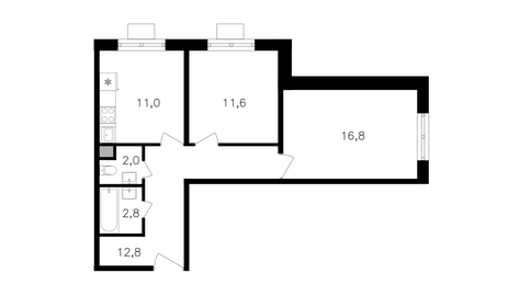 Квартира 57 м², 2-комнатная - изображение 1