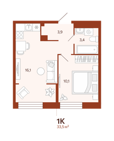 32,9 м², 1-комнатная квартира 4 955 000 ₽ - изображение 35