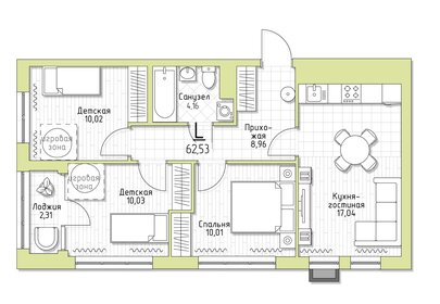 58,5 м², 3-комнатная квартира 3 500 000 ₽ - изображение 71