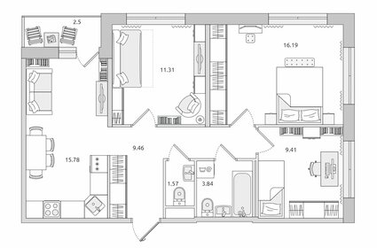 Квартира 70 м², 3-комнатная - изображение 1