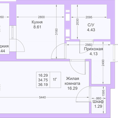 Квартира 36,2 м², 1-комнатная - изображение 2