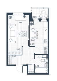 Квартира 36,4 м², 1-комнатная - изображение 1