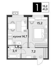 40,8 м², 1-комнатная квартира 7 805 040 ₽ - изображение 52