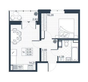 34,3 м², 1-комнатная квартира 5 039 160 ₽ - изображение 67