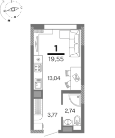 Квартира 19,6 м², 1-комнатная - изображение 1