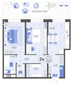 65,9 м², 2-комнатная квартира 7 312 746 ₽ - изображение 20