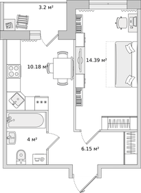 34,3 м², 1-комнатная квартира 5 750 000 ₽ - изображение 7