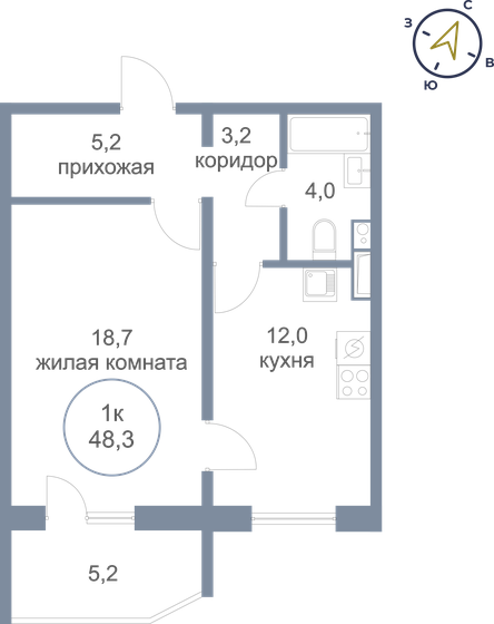 48,3 м², 1-комнатная квартира 5 250 000 ₽ - изображение 17