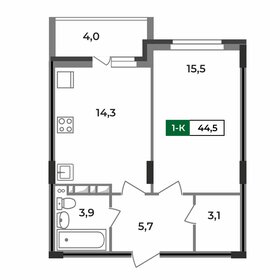 Квартира 44,5 м², 1-комнатная - изображение 1